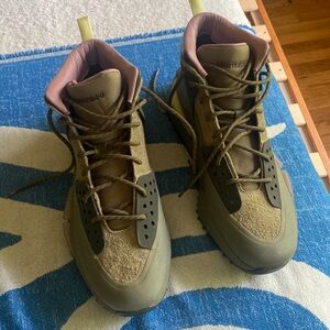 adidas Men's Olive Green and Pink High-Top Sneakers